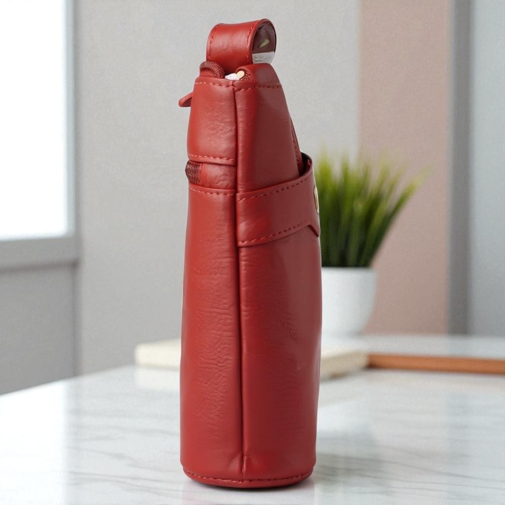 Evorya® Genuine Leather Sling Bag – Crimson Red