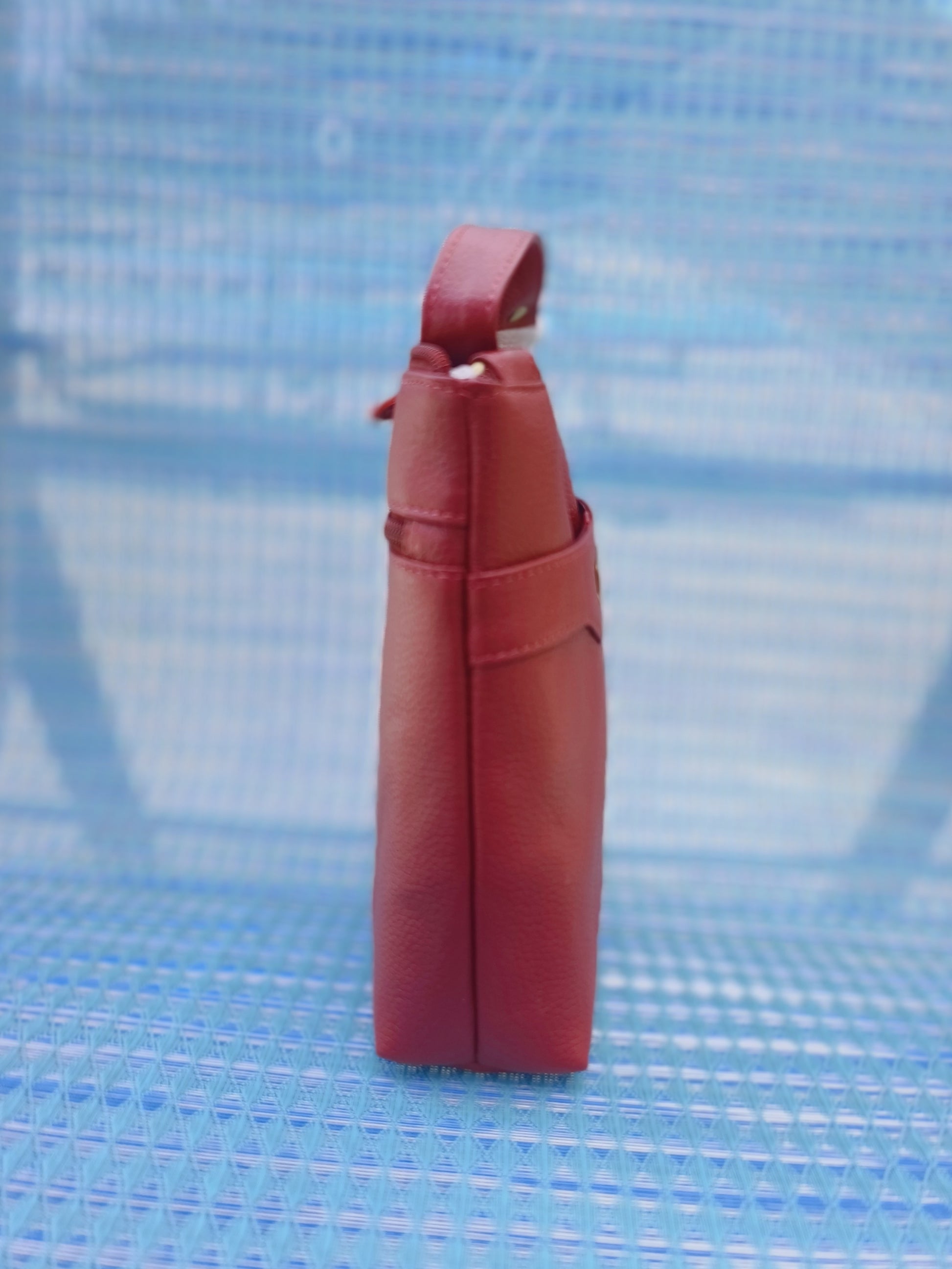 Evorya® Genuine Leather Sling Bag – Crimson Red