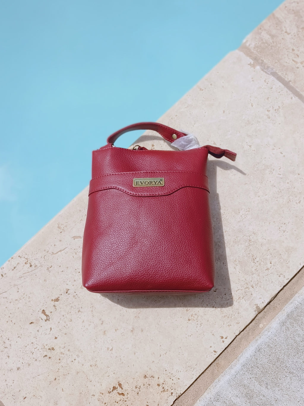 Evorya® Genuine Leather Sling Bag – Crimson Red