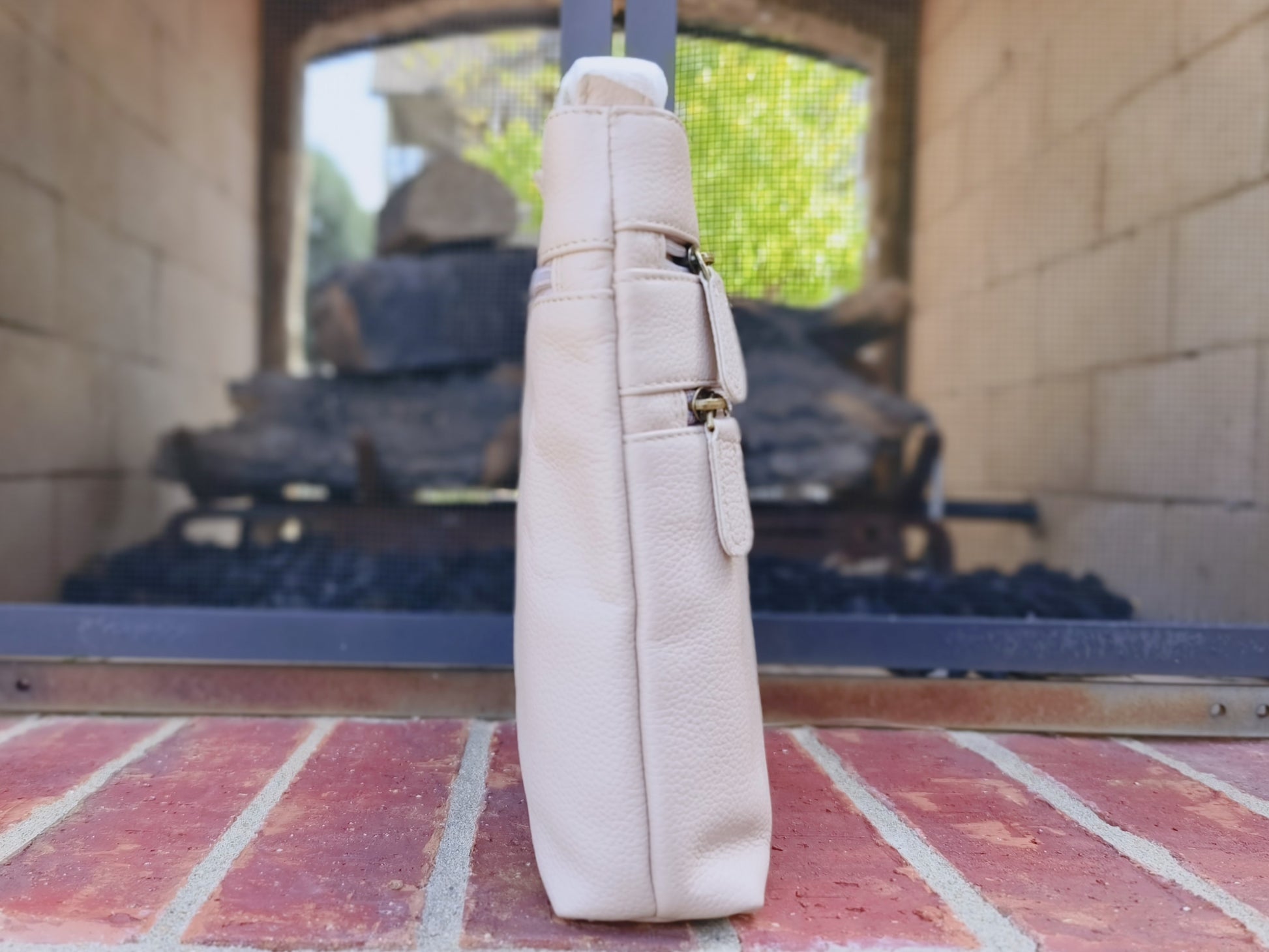 Evorya® Elegant Beige Dual-Zip Sling Bag