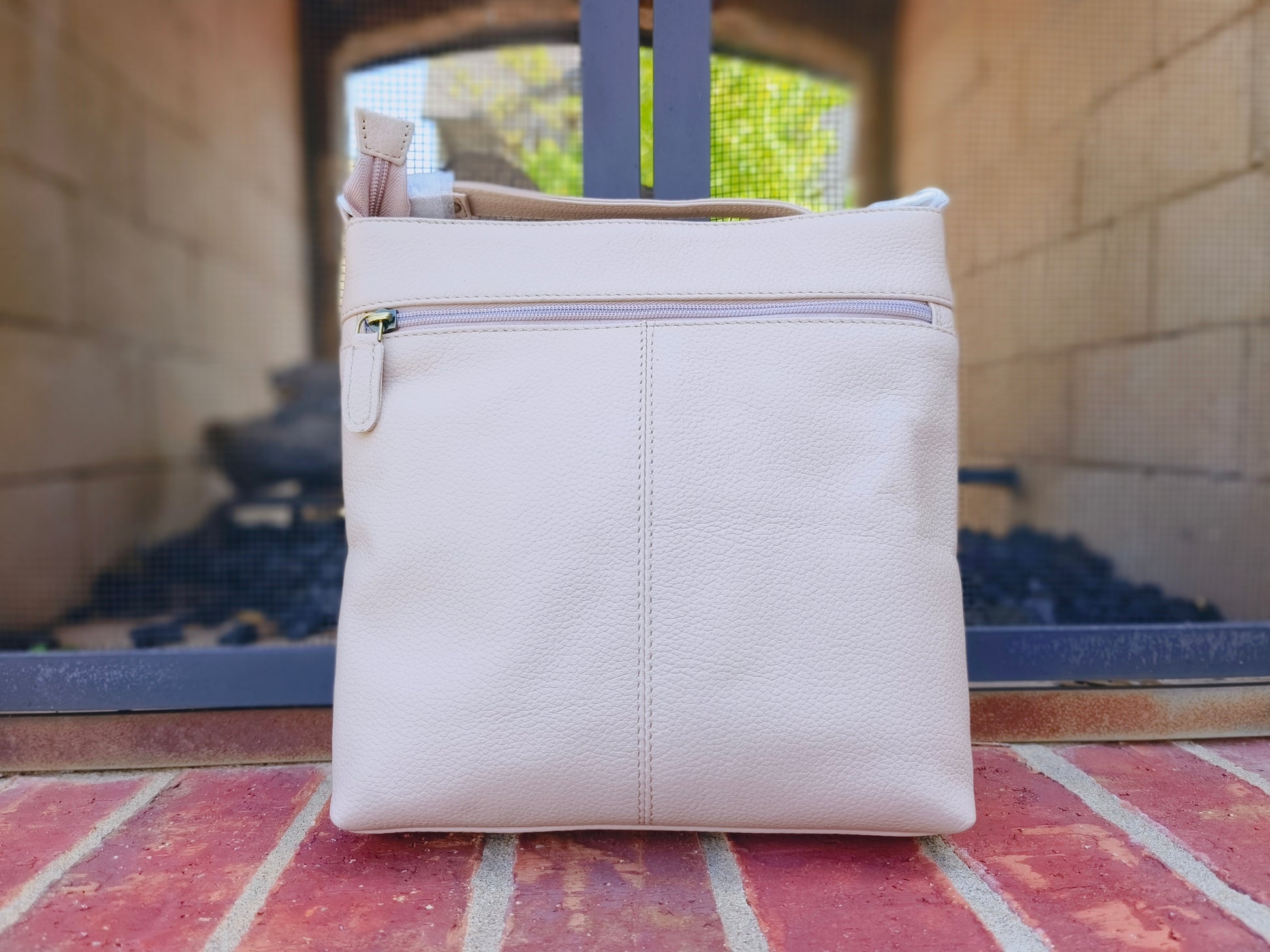 Evorya® Elegant Beige Dual-Zip Sling Bag