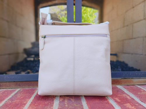 Evorya® Elegant Beige Dual-Zip Sling Bag