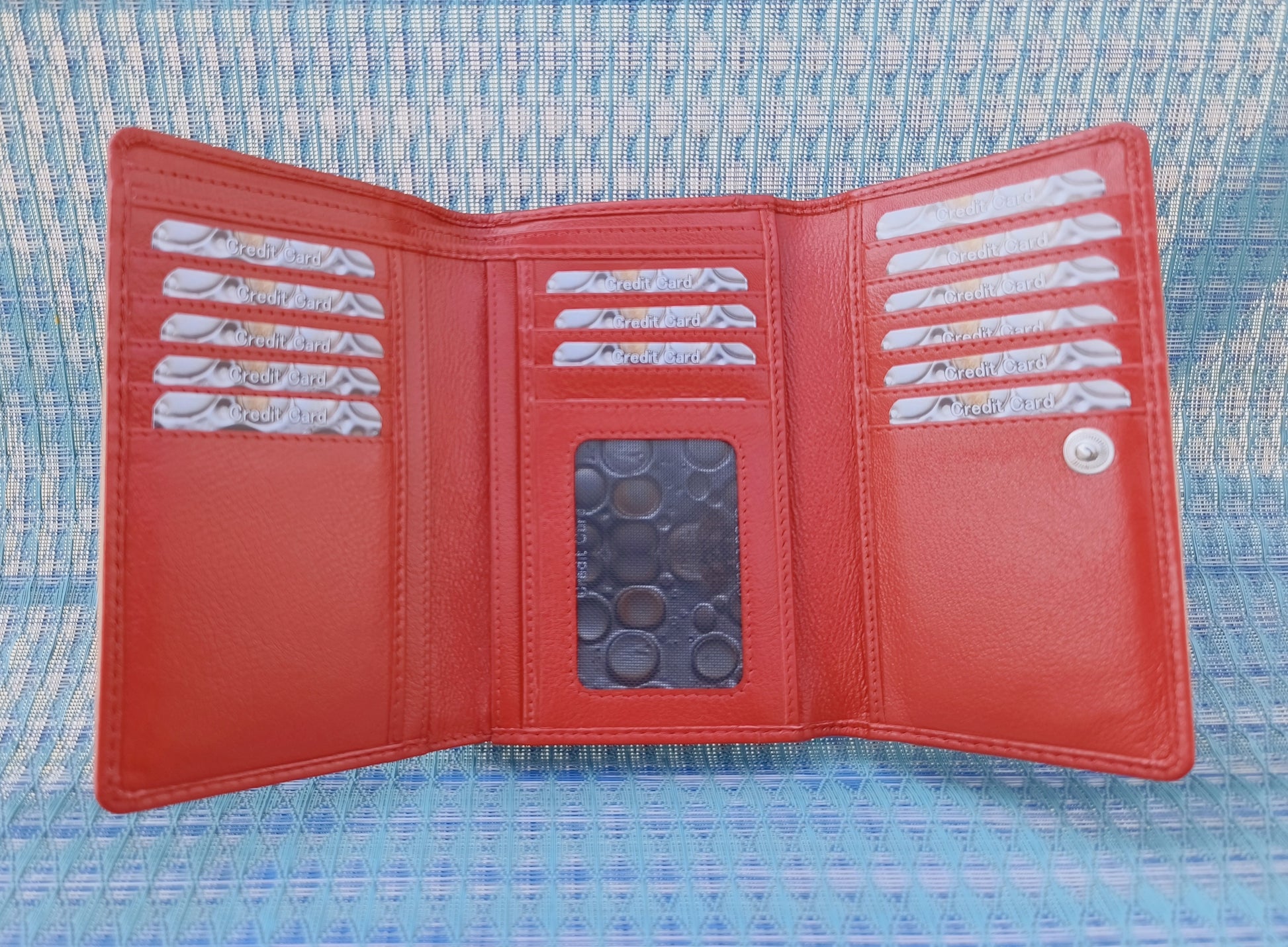 Evorya® Women's Blood Red Leather Wallet – Holds 15+ Cards