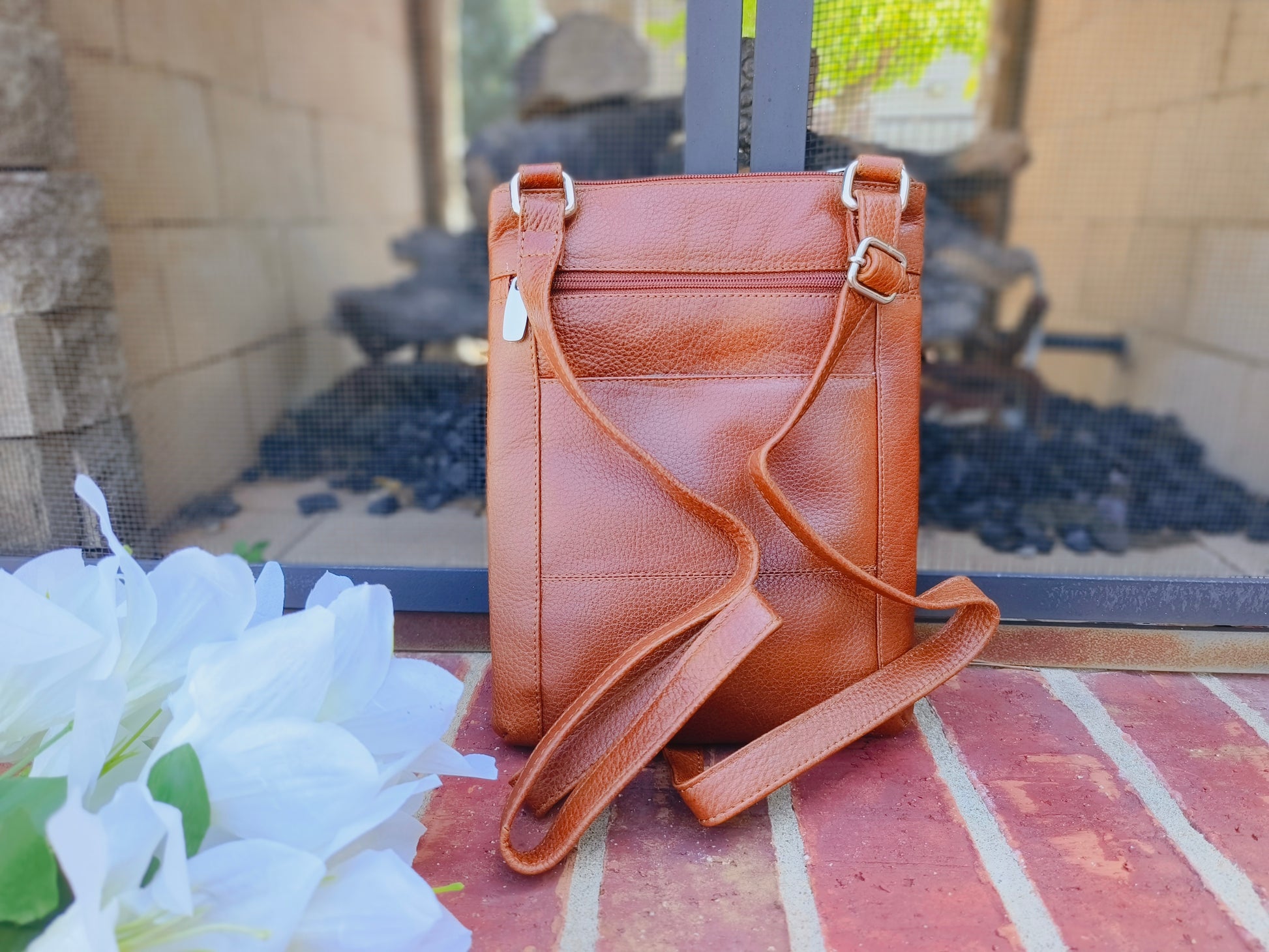 Evorya® Tan-Brown Slim Leather Crossbody Bag