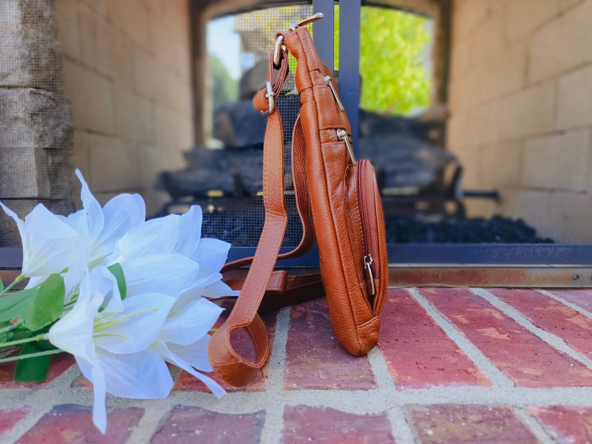 Evorya® Tan-Brown Slim Leather Crossbody Bag