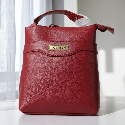 Evorya® Genuine Leather Sling Bag – Crimson Red