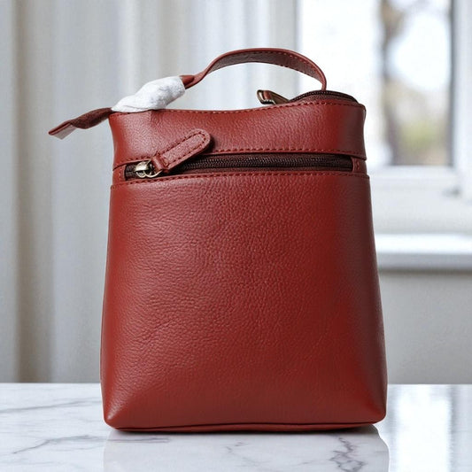 Evorya® Genuine Leather Sling Bag – Crimson Red