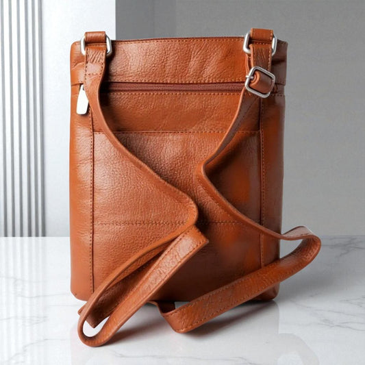 Evorya® Tan-Brown Slim Leather Crossbody Bag