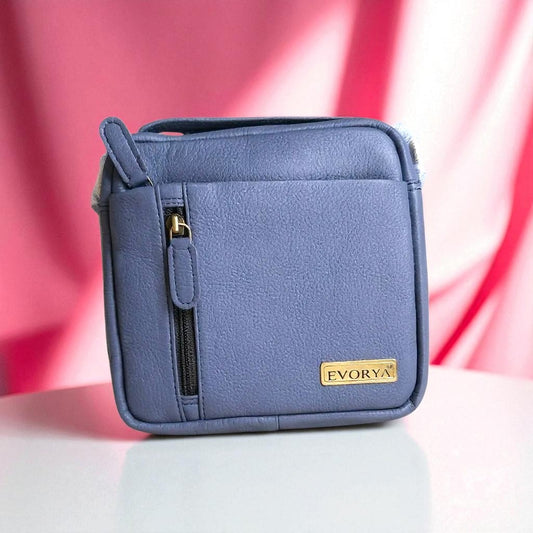 Evorya® Premium Leather Sling Bag – Stone Gray